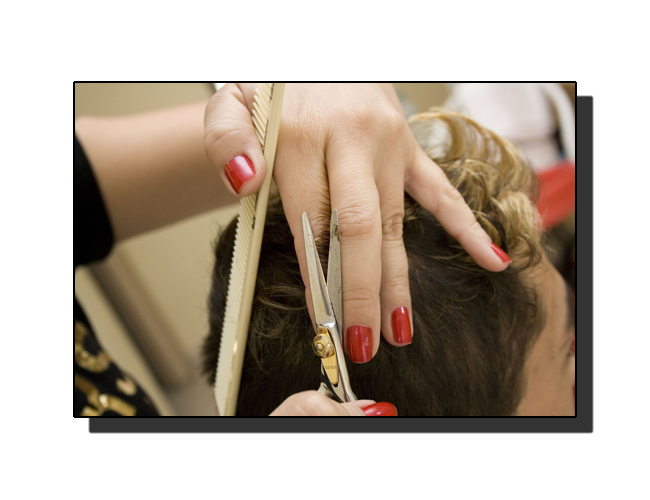 Close up of hair cutting